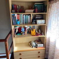 Libreria/mobile con mensole a giorno e cassetti