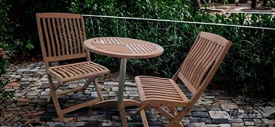 SET TAVOLO E SEDIE DA GIARDINO IN LEGNO TEAK