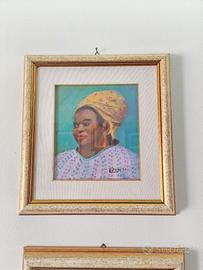 Quadro Dipinto ad Olio Ritratto Femminile
