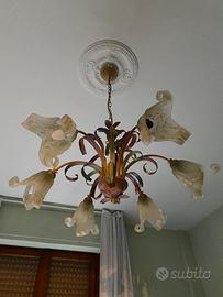 Lampadario in ferro battuto