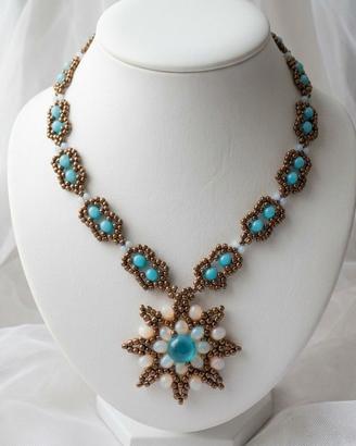 Collana Vintage Art decò Bronzo Pietre Cristallo