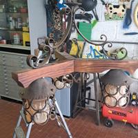 lampadario con punto luce legno e ferro