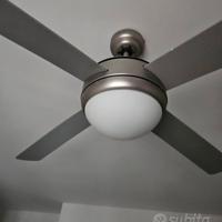 lampadario/ventilatore color argento 4 pale 
