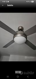 lampadario/ventilatore color argento 4 pale 