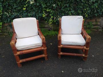 COPPIA POLTRONE VINTAGE IN BAMBOO DA GIARDINO
