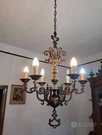 Lampadario vintage in bronzo, per ambienti rustici