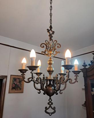 Lampadario vintage in bronzo, per ambienti rustici