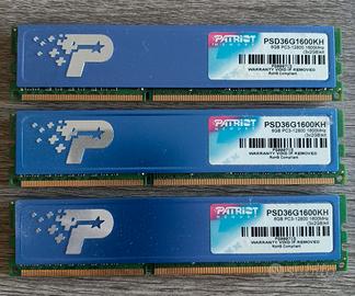 RAM Patriot DDR3 6GB 1600MHz 3x2GB PC3-12800