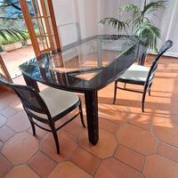 tavolo sala nero e cristallo 