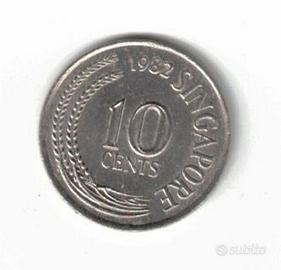 Moneta Singapore da 10 Cents 1982 Sea Horse