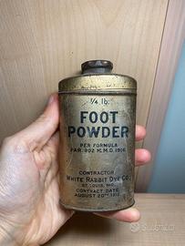 WWI US Army Foot Powder Tin 1918 White Rabbit Dye 