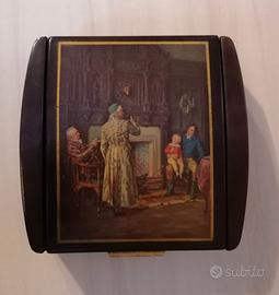 Scatola vintage in legno con dipinto