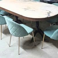 6 sedie poltroncine vellutino struttura color oro