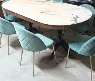 6 sedie poltroncine vellutino struttura color oro