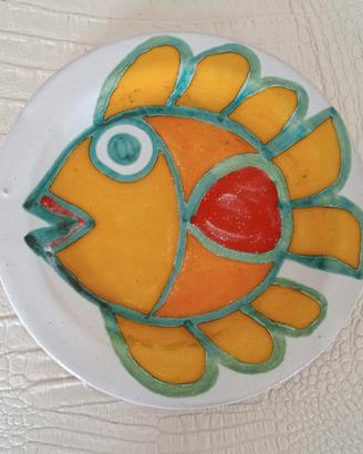 Piatto da muro in ceramica dipinto a mano c