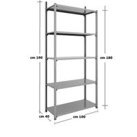 SCAFFALE METALLICO 100x180/190x40 a 5 RIPIANI