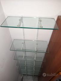 Scaffale a cremagliera con mensole in vetro