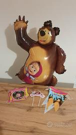 Set compleanno Masha e Orso 4 pezzi Come Nuovo