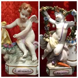 coppia antichi putti cherubini Dresden epoca 1800