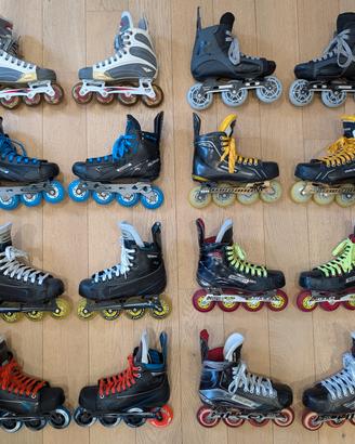 Pattini da hockey di diverse marche e misure