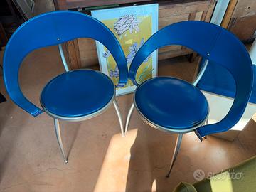 Poltroncine pelle blu Calligaris ‘90