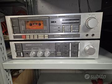 amplificatore più piastra cassette deck pioneer 