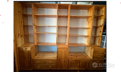 libreria modulare Flexa in legno color miele