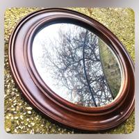 Cornice tonda, legno scuro, anni '60, con specchio