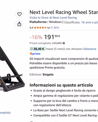 Next Level Racing Wheel Stand 2.0 – Postazione Sim