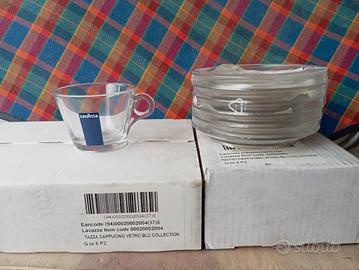 6 Tazze Lavazza per Cappuccino in vetro con piatti