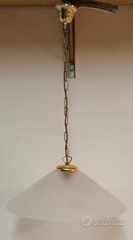 Lampadario sospensione vetro satinato e oro