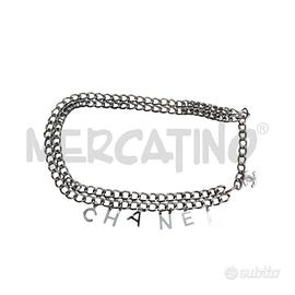 CINTURA DONNA CHANEL METALLERIA ARGENTATA LETTERE