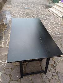 Black Folding Work Table with Metal Legs