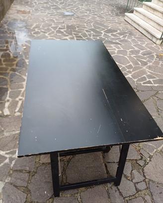 Black Folding Work Table with Metal Legs