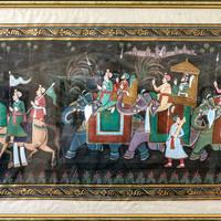 Quadro processione indiana con elefanti