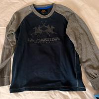 Maglia di cotone la martina blu e grigia