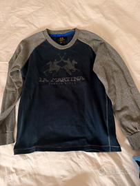 Maglia di cotone la martina blu e grigia