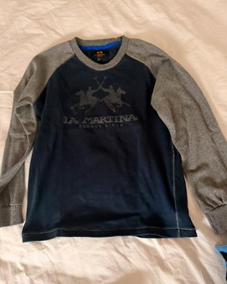 Maglia di cotone la martina blu e grigia