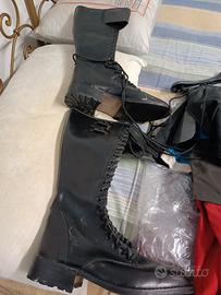Stivali da moto vintage  in pelle nera