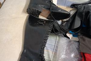 Stivali da moto vintage  in pelle nera