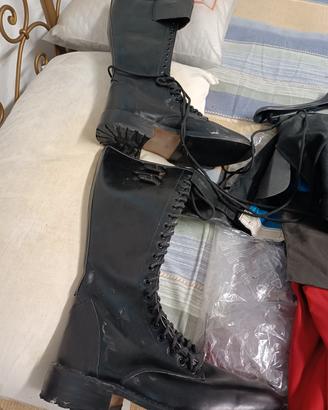 Stivali da moto vintage  in pelle nera
