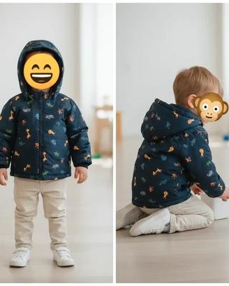 🐒 Piumino Invernale Fantasia Zoo 🦒 Taglia 80cm