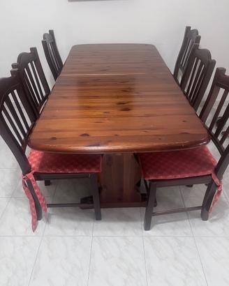 Set tavolo allungabile e sedie legno massello