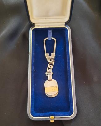 portachiavi in argento 925 con placca oro 750