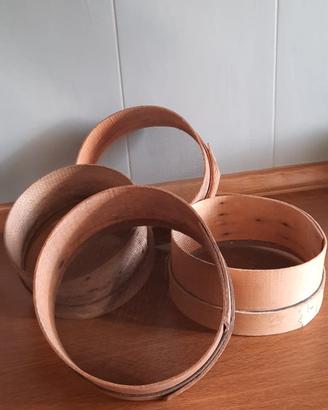 Set 4 setacci/cerchi in legno vintage