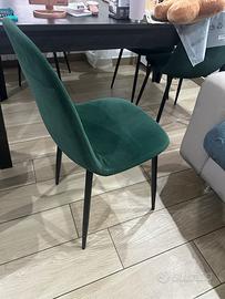 4 sedie moderne in velluto verde