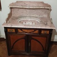 Mobile antico con lavandino e marmo rosa anno 1889