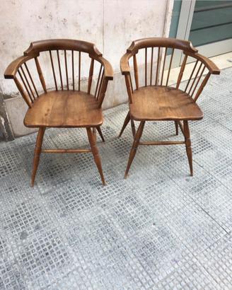 Sedie stile Windsor 1960 in legno di noce