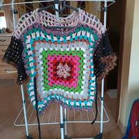 Maglia misto lana lavorazione a uncinetto multicol