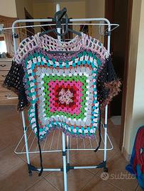 Maglia misto lana lavorazione a uncinetto multicol